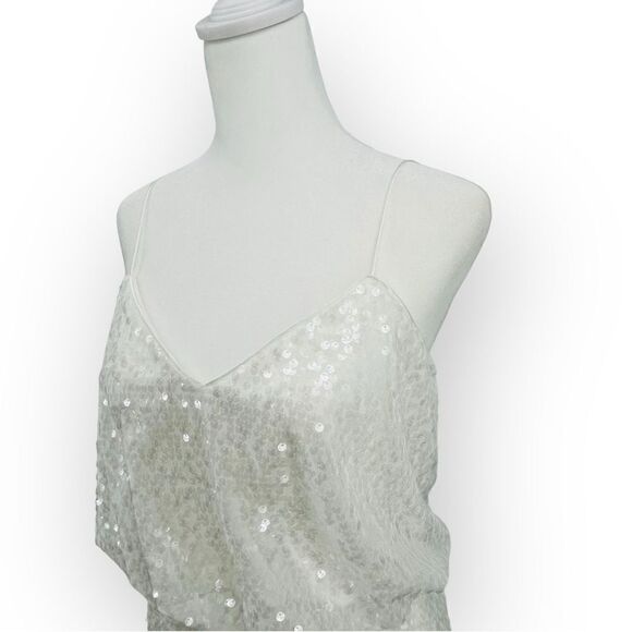 Aidan Mattox White Sequined Dress Sleeveless Blouson Mini Women’s Size 6 - Picture 6 of 12